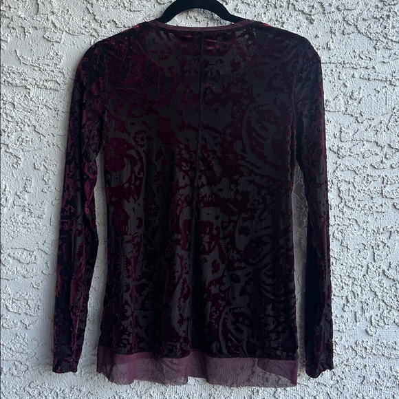 Vera Wang Deep Red Velvet Patterned Blouse - Picture 10 of 16